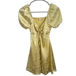 Altar'd State Yellow Puffer Sleeve Baby Doll Dress